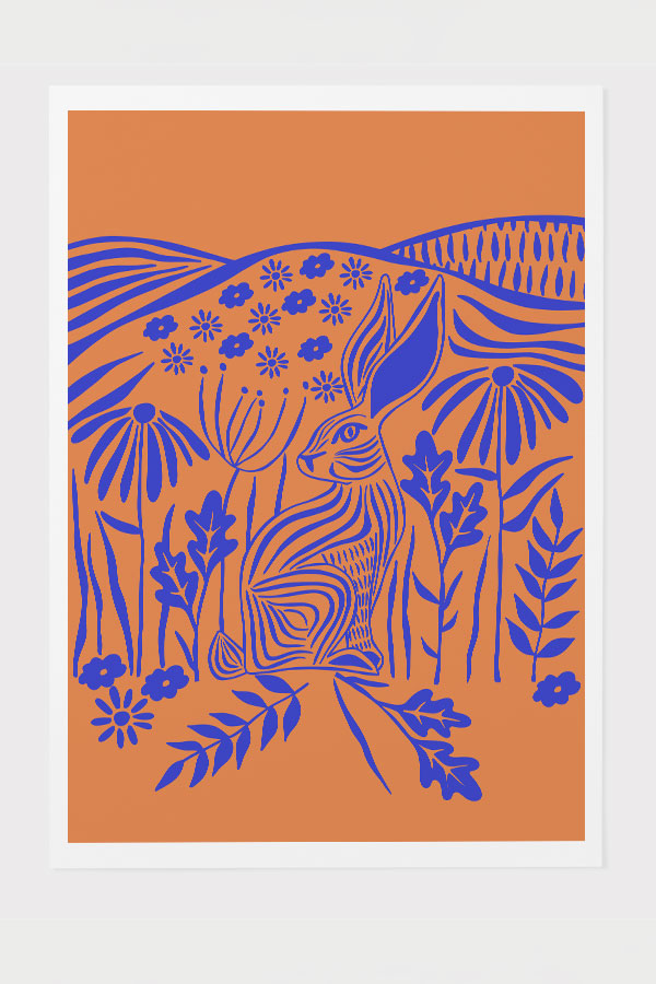 
                  
                    Flower Rabbit Art Print Poster (Orange) | Harper & Blake
                  
                