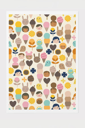 Ice Cream Afternoon by Cecilia Mok Giclée Art Print Poster (Beige) | Harper & Blake
