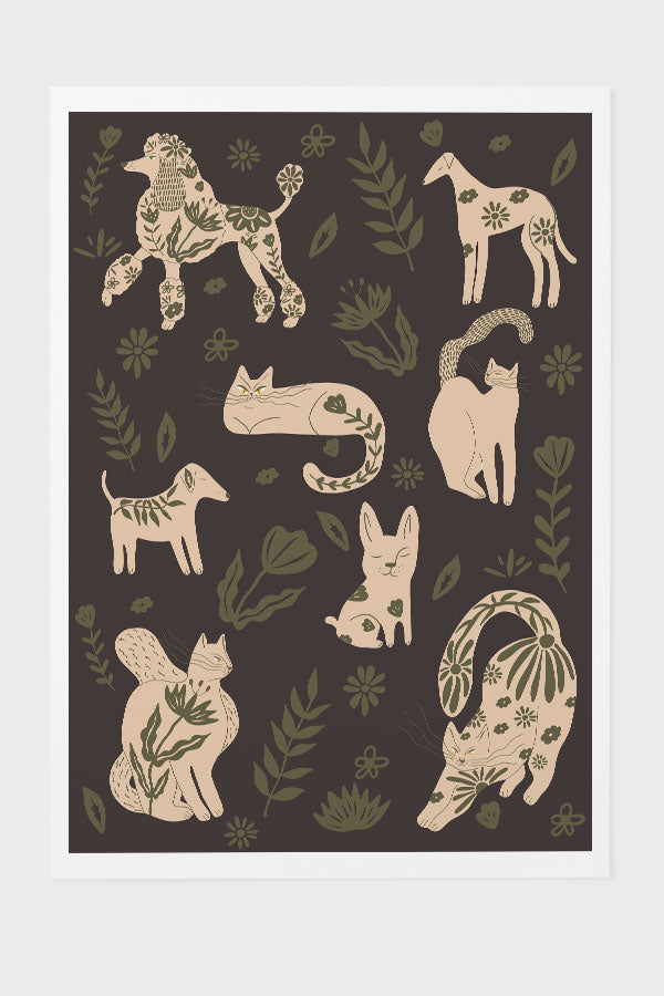 
                  
                    Abstract Floral Pets Art Print Poster (Dark) | Harper & Blake
                  
                