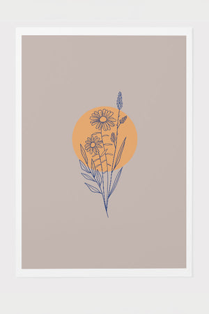 Modern Minimalist Wildflower Block Giclée Art Print Poster in Beige | Harper & Blake