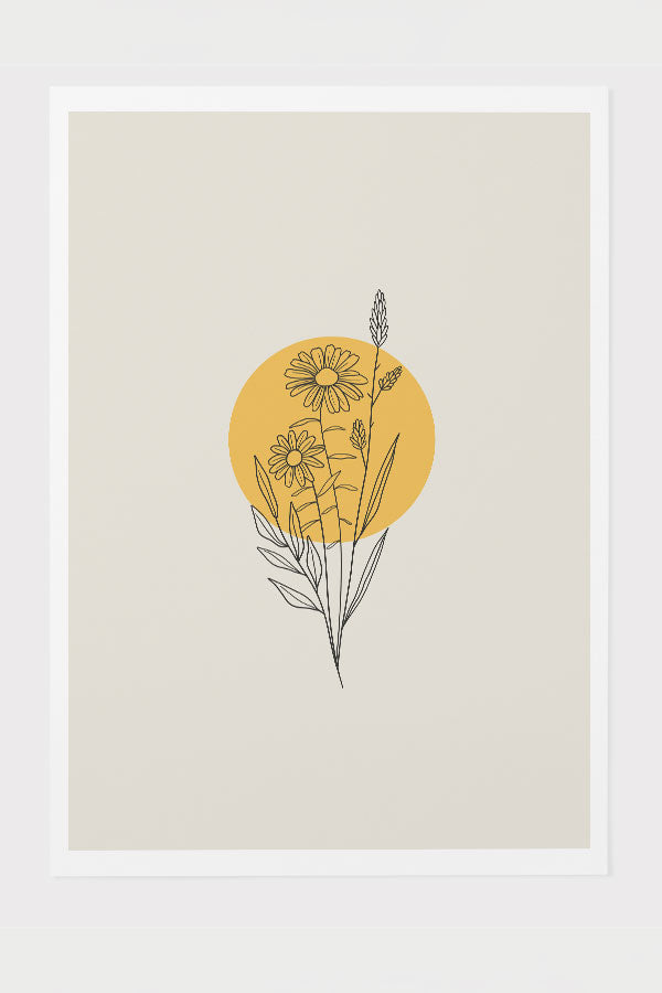 Modern Minimalist Wildflower Block Giclée Art Print Poster in Cream | Harper & Blake