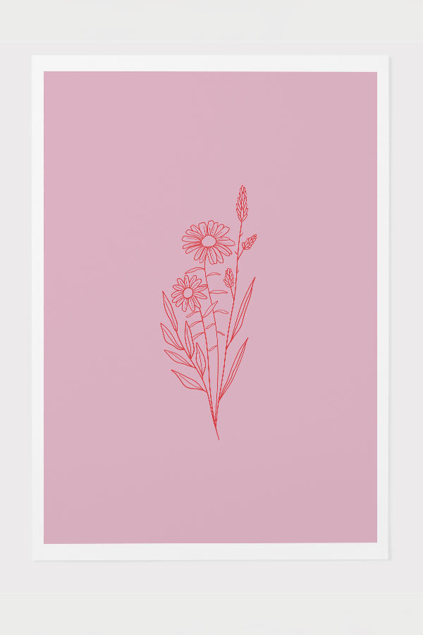 Modern Minimalist Wildflower Giclée Art Print Poster in Pink | Harper & Blake