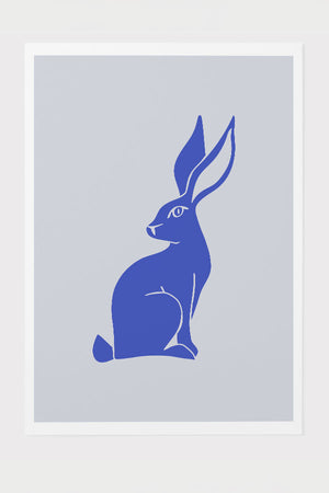 Two Tone Rabbit Art Print Poster (Blue) | Harper & Blake