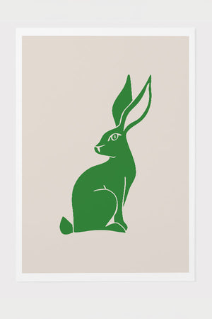 Two Tone Rabbit Art Print Poster (Off White) | Harper & Blake