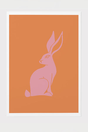 Two Tone Rabbit Art Print Poster (Orange) | Harper & Blake