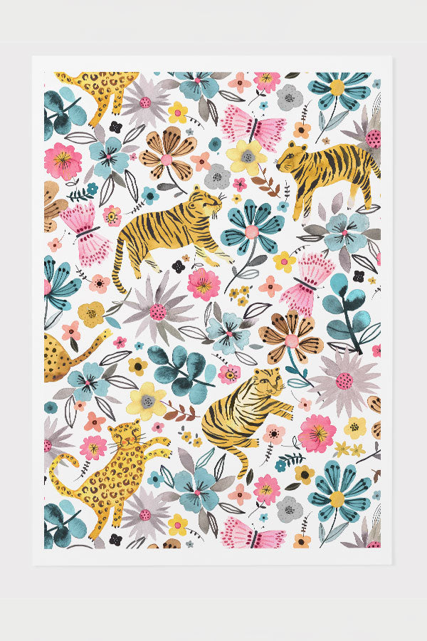 
                  
                    Spring Tigers and Flowers By Ninola Design Giclée Art Print Poster (White) | Harper & Blake
                  
                