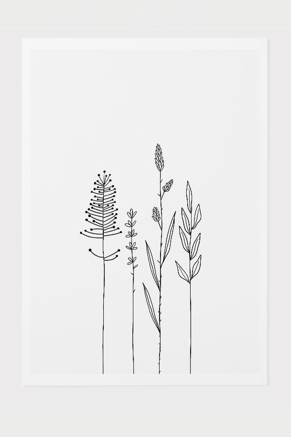 Standing Wildflowers Giclée Art Print Poster in White | Harper & Blake