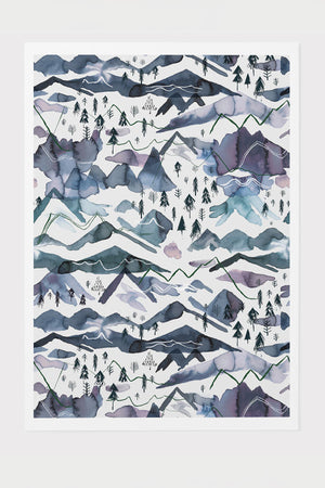 Watercolour Mountains By Ninola Design Giclée Art Print Poster (Blue) | Harper & Blake