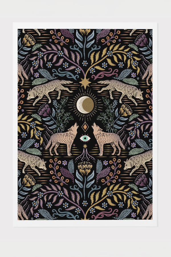 
            
                Load image into Gallery viewer, Mystical Grey Wolves by Misentangledvision Giclée Art Print Poster (Black) | Harper &amp;amp; Blake
            
        