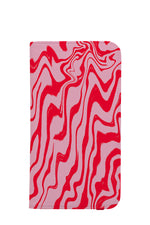 Marbled Animal Print Wallet Phone Case (Pink & Red)