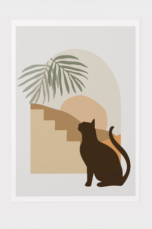 Moon Elements Cat Art Print Poster (Neutral) | Harper & Blake