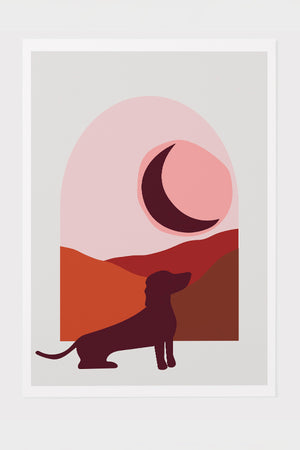 Moon Elements Dog Art Print Poster (Pink) | Harper & Blake