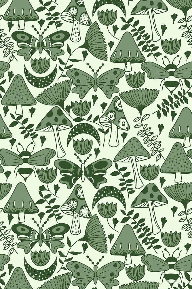 
            
                Load image into Gallery viewer, Mushroom Garden Wallpaper (Forest Green) | Harper &amp;amp; Blake
            
        