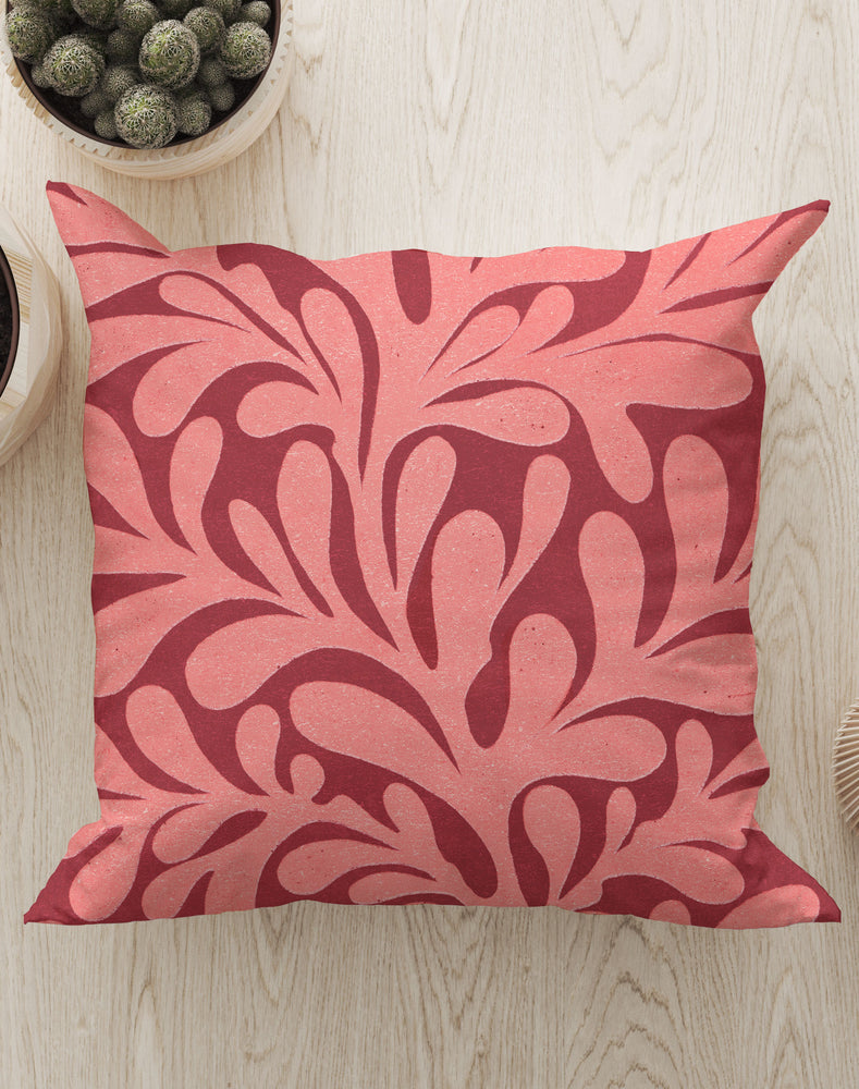 Abstract Plant Square Cushion (Cherry Red) | Harper & Blake