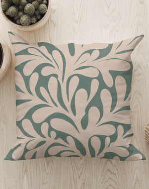 Abstract Plant Square Cushion (Pastel Green) | Harper & Blake