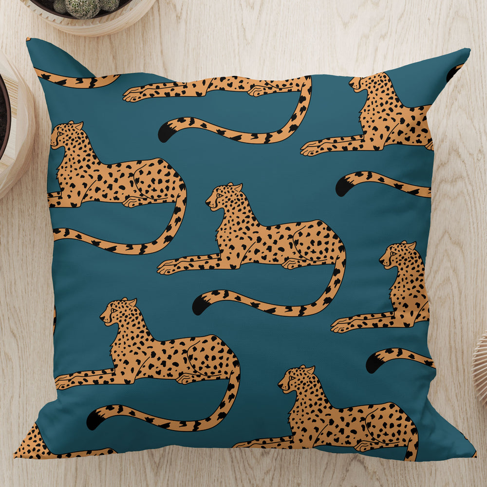 
                  
                    Cheetah Print Square Cushion (Denim Blue) | Harper & Blake
                  
                