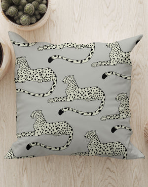 Cheetah Print Square Cushion (Snow) | Harper & Blake