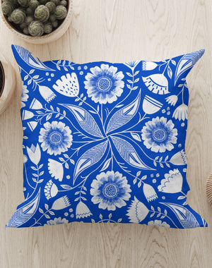 Botanical Blue by Rachel Parker Square Cushion (Blue) | Harper & Blake