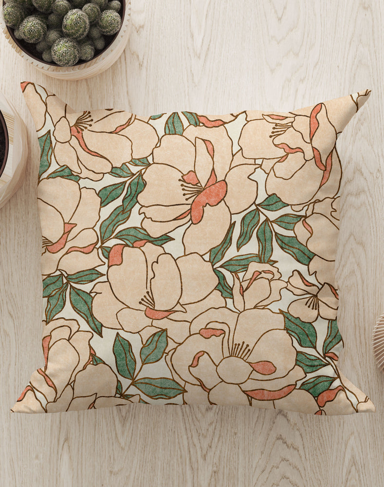 Floribunda By Amy MacCready Square Cushion (Peach) | Harper & Blake