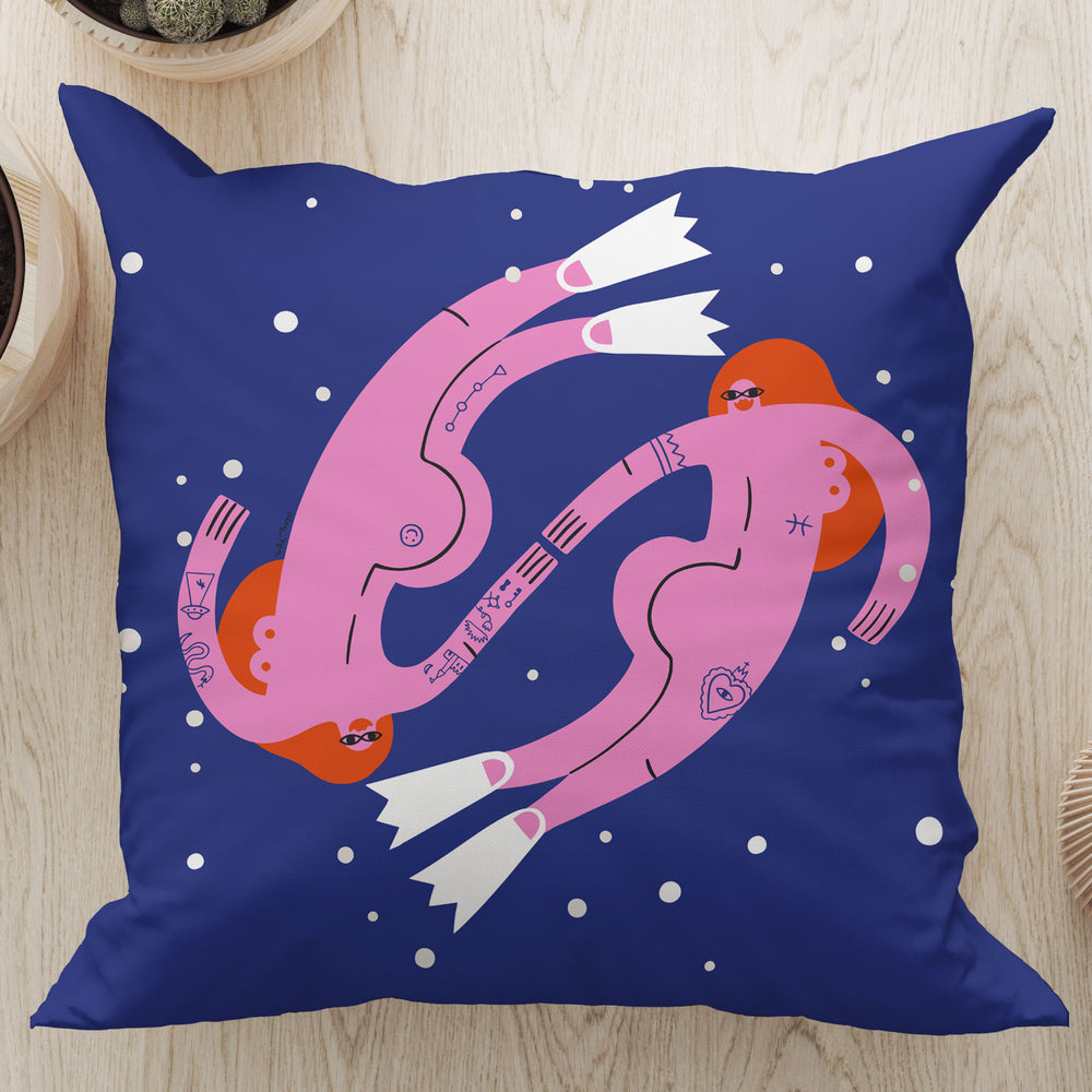 
                  
                    Swirling in the Deep By Aley Wild Square Cushion (Blue) | Harper & Blake
                  
                