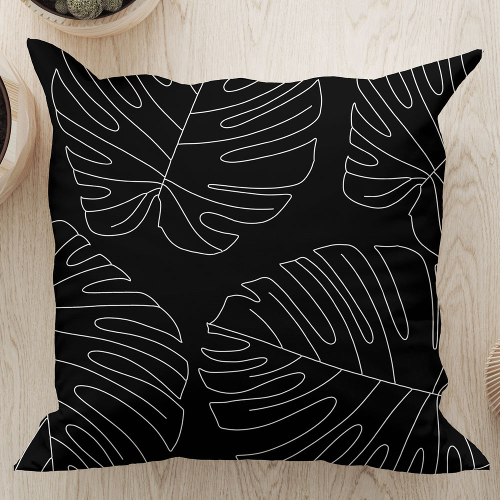 
                  
                    Monstera Plant Leaves Square Cushion (Black) | Harper & Blake
                  
                