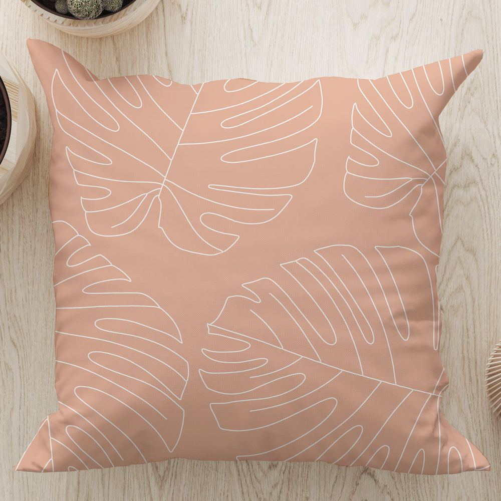 
                  
                    Monstera Plant Leaves Square Cushion (Peach) | Harper & Blake
                  
                