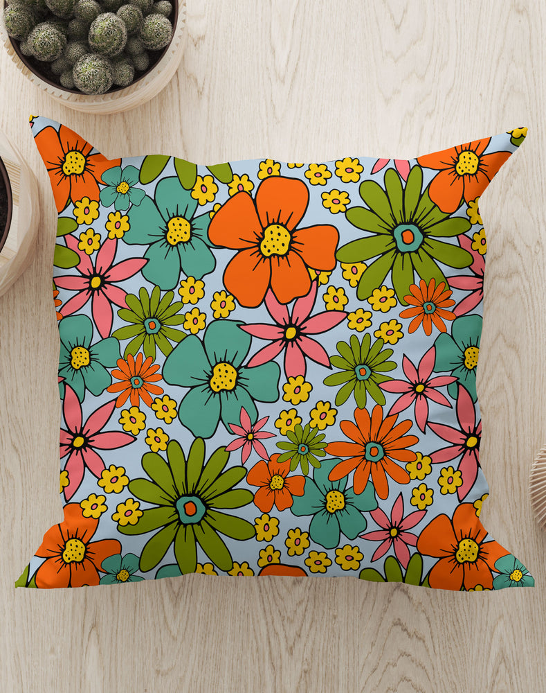 
            
                Load image into Gallery viewer, Overlapping Flowers Square Cushion (Light Blue) | Harper &amp;amp; Blake
            
        