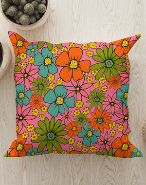 
            
                Load image into Gallery viewer, Overlapping Flowers Square Cushion (Pink) | Harper &amp;amp; Blake
            
        