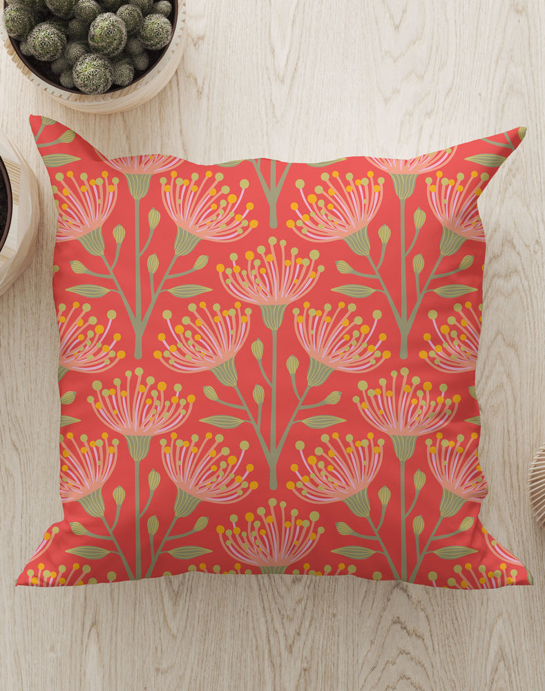 
            
                Load image into Gallery viewer, Eucalyptus By Jackie Tahara Square Cushion (Living Coral) | Harper &amp;amp; Blake
            
        