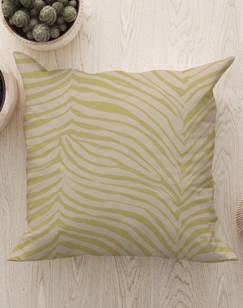 Zebra Skin Print Square Cushion (Lemon Yellow) | Harper & Blake