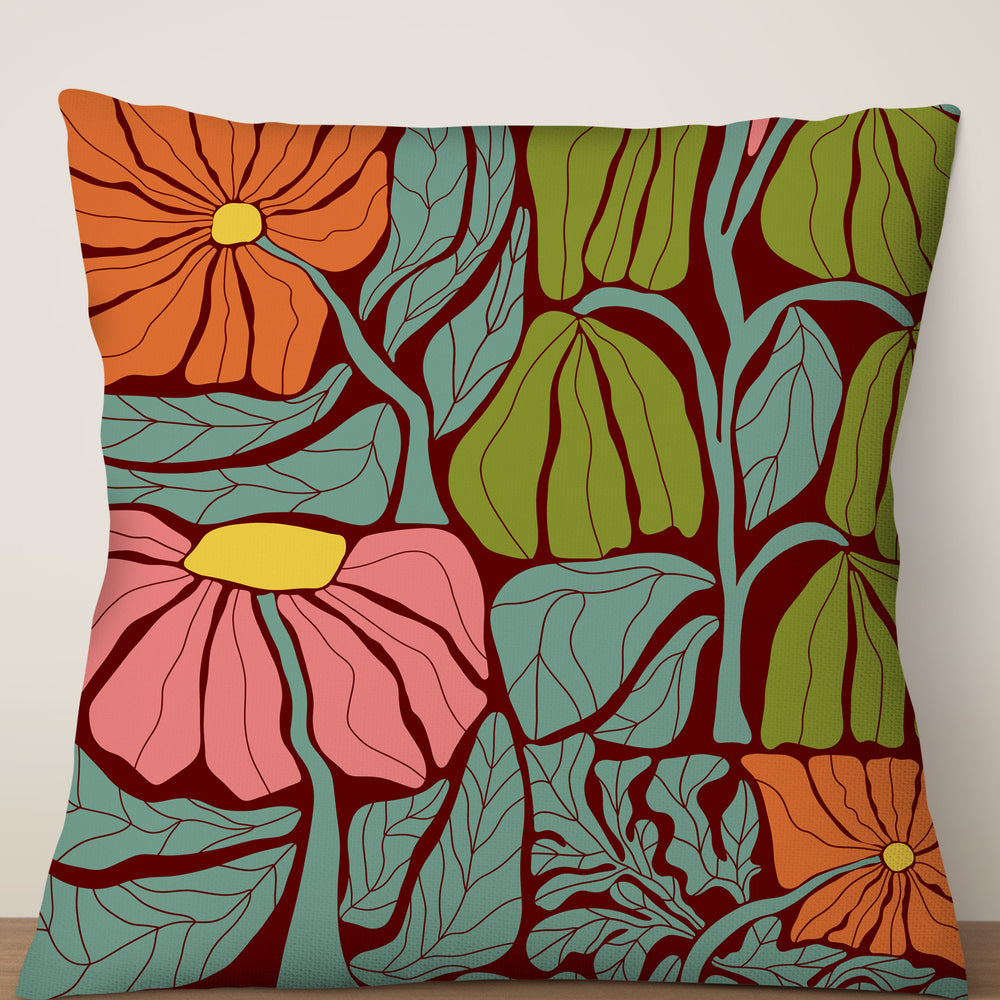 
                  
                    Abstract Flower Square Cushion (Dark Red) | Harper & Blake
                  
                