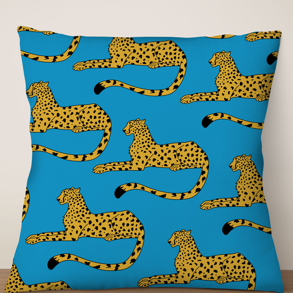 
                  
                    Cheetah Print Square Cushion (Powder Blue) | Harper & Blake
                  
                