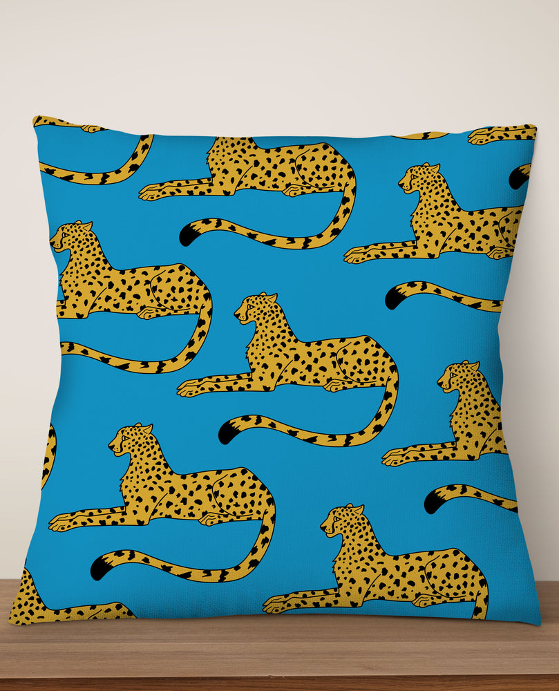 
            
                Load image into Gallery viewer, Cheetah Print Square Cushion (Powder Blue) | Harper &amp;amp; Blake
            
        