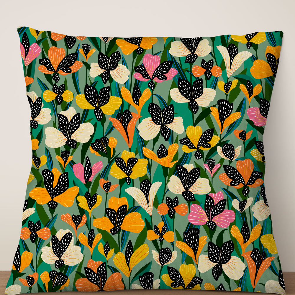 
                  
                    Pansy Matcha by Rachel Parker Square Cushion (Green) | Harper & Blake
                  
                