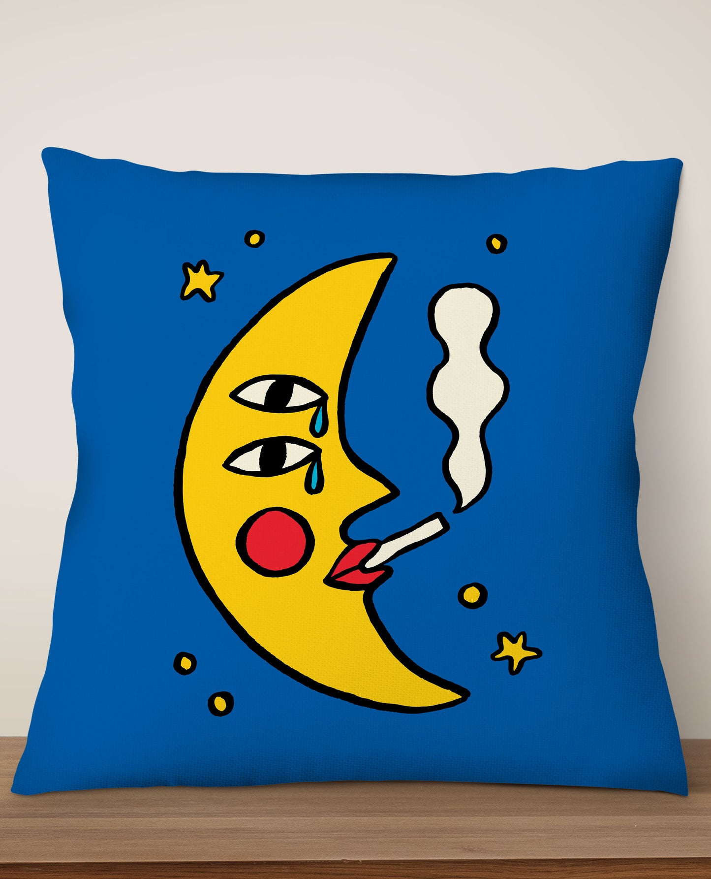 Sassy Moon By Aley Wild Square Cushion (Blue) | Harper & Blake