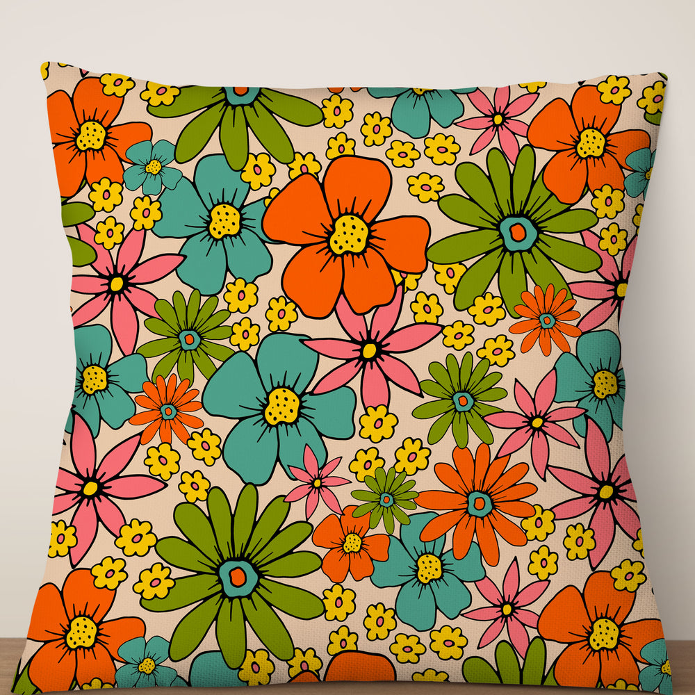 
                  
                    Overlapping Flowers Square Cushion (Beige) | Harper & Blake
                  
                