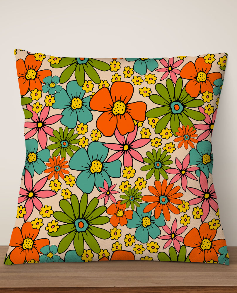 
            
                Load image into Gallery viewer, Overlapping Flowers Square Cushion (Beige) | Harper &amp;amp; Blake
            
        