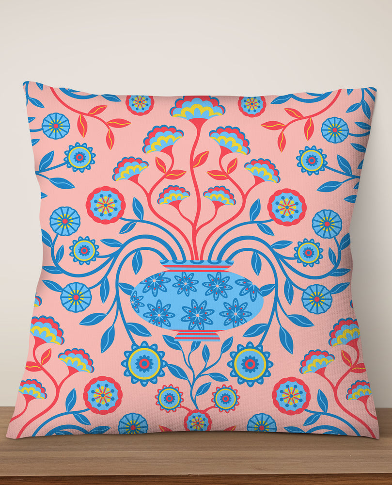 Dreamy Damask Sunscape By Jackie Tahara Square Cushion (Pink) | Harper & Blake