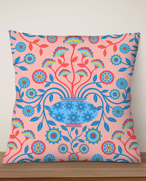 Dreamy Damask Sunscape By Jackie Tahara Square Cushion (Pink) | Harper & Blake