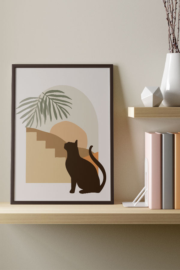 Moon Elements Cat Art Print Poster (Neutral) | Harper & Blake