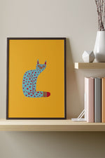 Bold Graphic Cat Giclée Art Print Poster (Yellow)
