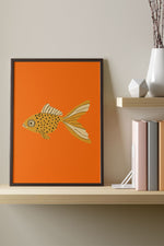 Bold Graphic Goldfish Giclée Art Print Poster (Orange)