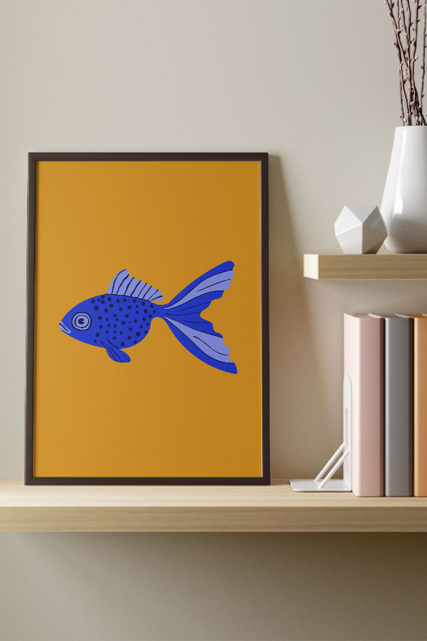 Bold Graphic Goldfish Art Print Poster (Yellow) | Harper & Blake