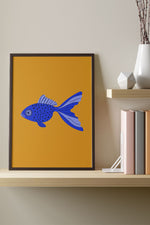 Bold Graphic Goldfish Giclée Art Print Poster (Yellow)