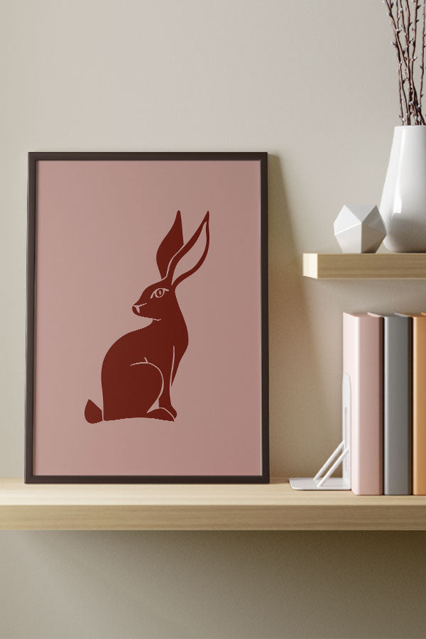 Two Tone Rabbit Art Print Poster (Dusty Pink) | Harper & Blake