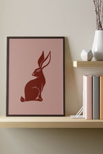Two Tone Rabbit Giclée Art Print Poster (Dusty Pink)