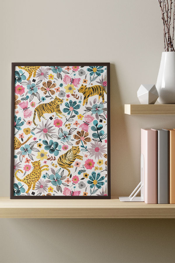 
                  
                    Spring Tigers and Flowers By Ninola Design Giclée Art Print Poster (White) | Harper & Blake
                  
                