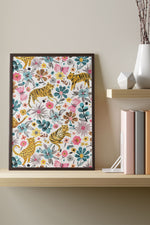Spring Tigers and Flowers By Ninola Design Giclée Art Print Poster (White)
