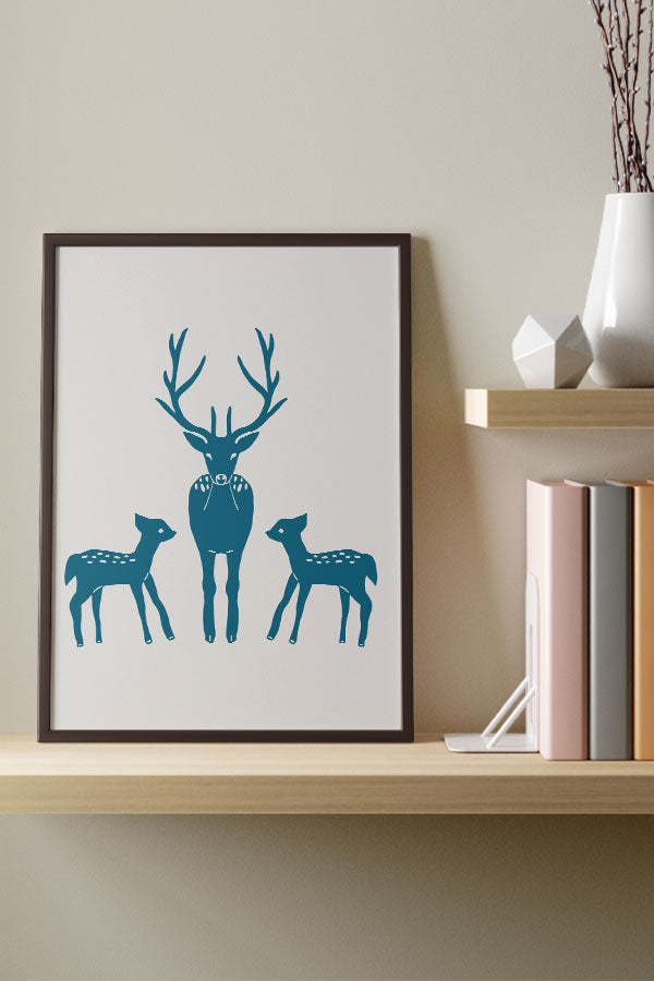 Deer Forest Wonderland by Denes Anna Design Giclée Art Print Poster (White) | Harper & Blake
