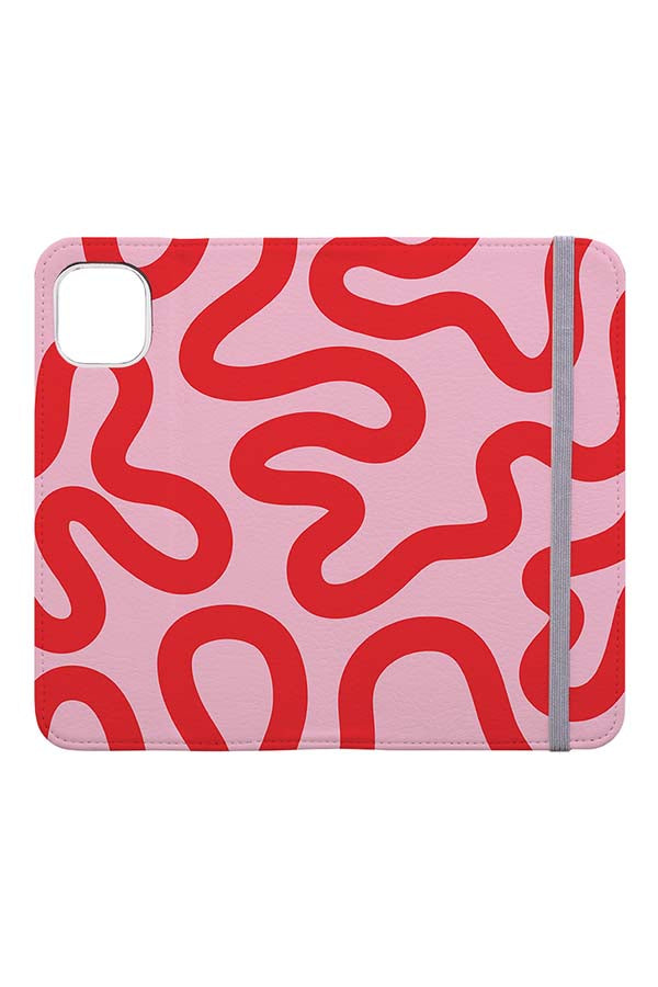 
            
                Load image into Gallery viewer, Swirl Lines Abstract Wallet Phone Case (Pink Red) - Harper &amp;amp; Blake
            
        